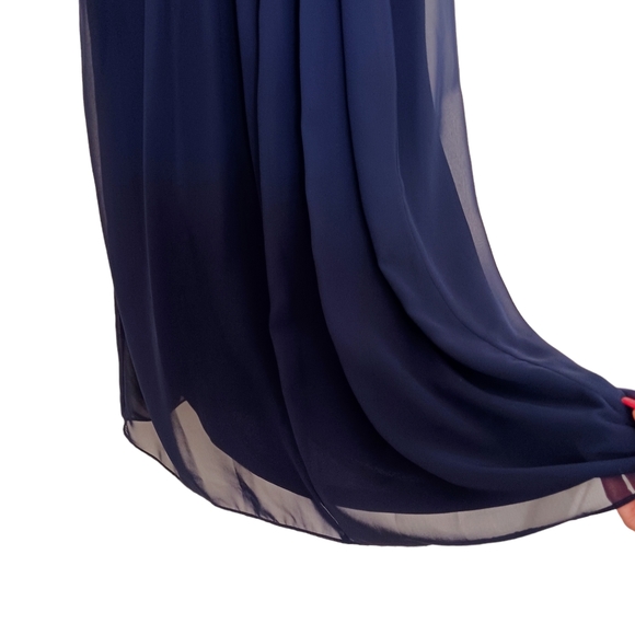 SCARLETT Cocktail Dress Sz 16 NAVY BLUE  GOLD CHAIN Neckline Sleeveless Keyhole - Picture 10 of 16